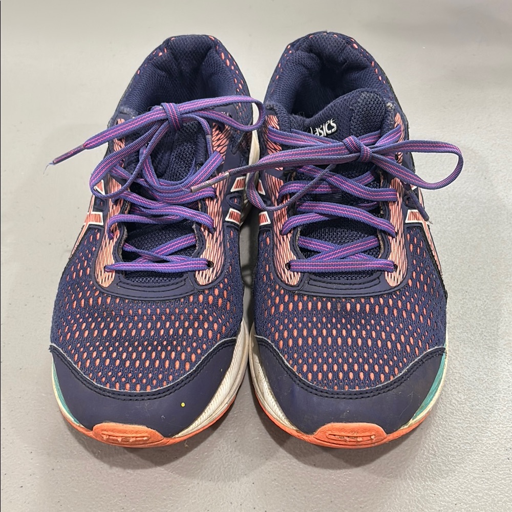 ASICS Blue and Orange Athletic Shoes with Cushioned Sole